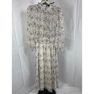 NWT The Kooples Liberty Field Maxi Dress Size EU 0 Ivory, Lilac, Leaf Pattern